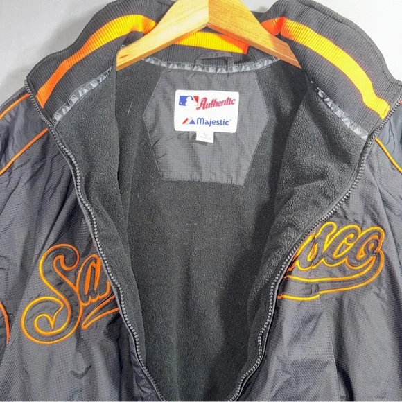 San Francisco Giants Jacket Mens Large Black MLB Baseball Majestic Authentic - Picture 4 of 9
